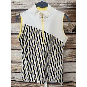 Sport Haley Women's Size Small White Yellow Black Athletic Polo Top Golf NEW